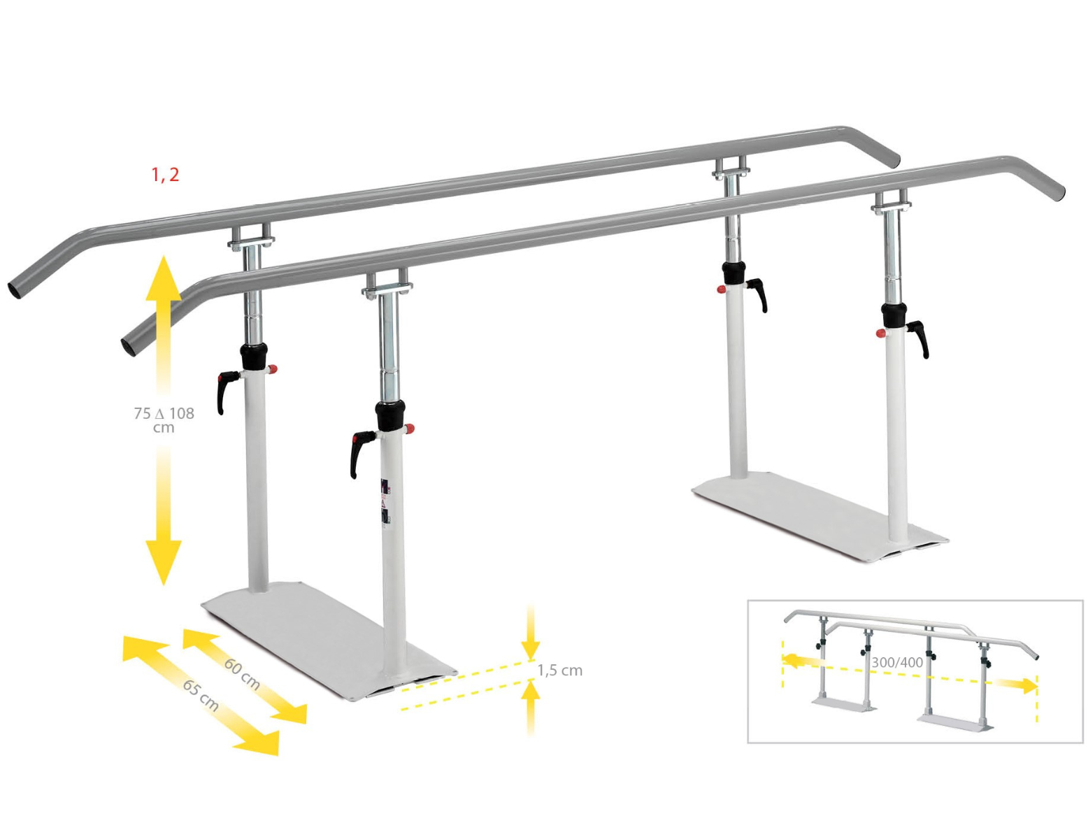 Barres parallèles pliables 'Easy Click' - 3,5 m
