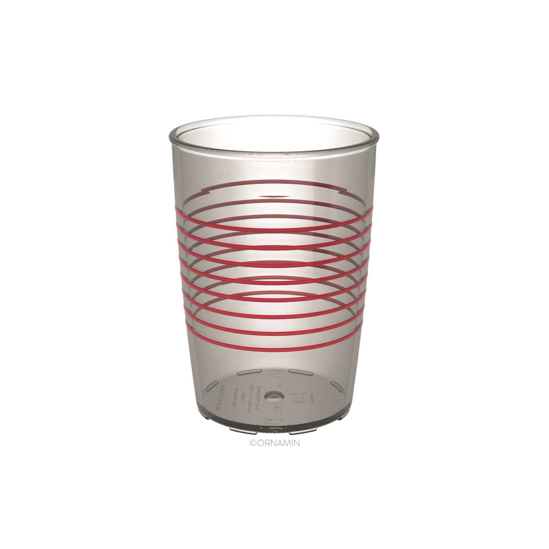 Gobelet Ornamin transparant avec avec anneaux antidérapants - 250 ml - rouge