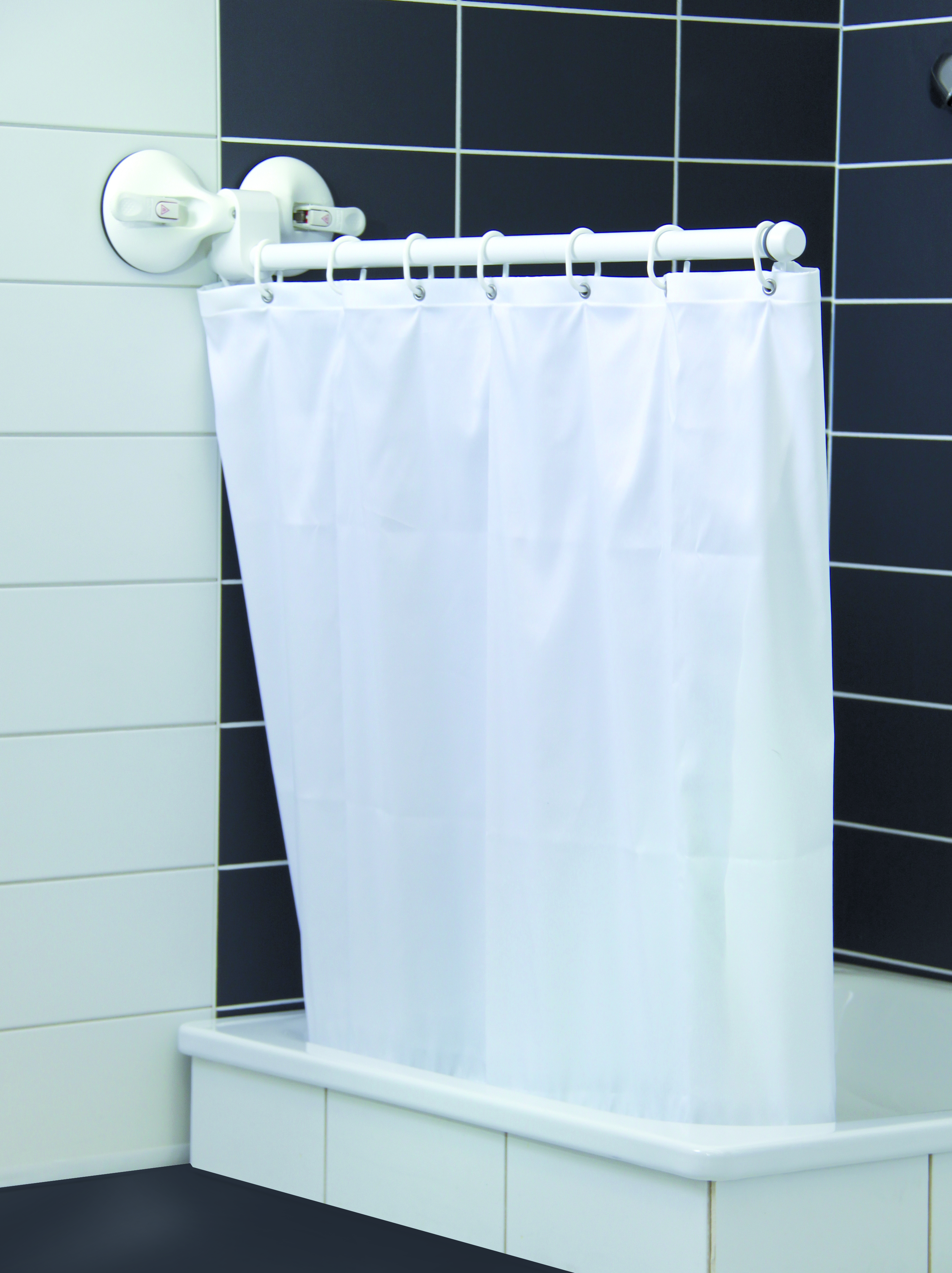 Rail télescopique sur ventouse 72 - 105 cm pour rideau de douche