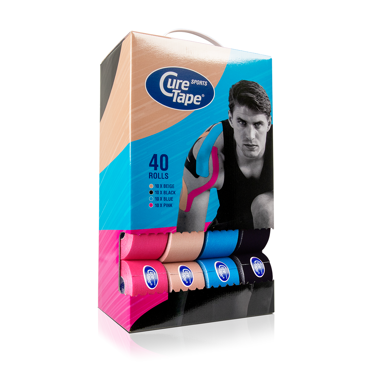 CureTape Big Boy Sports - boîte économique - 40 rouleaux - 5cm x 5m