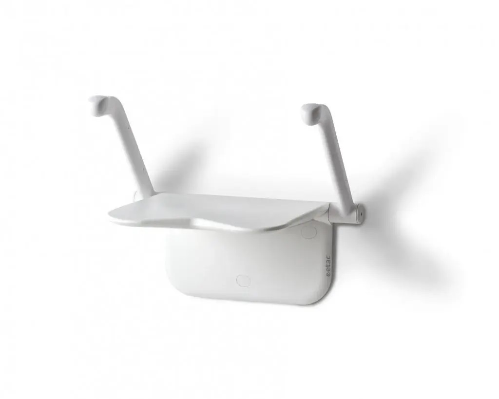 Siège de douche pour fixation murale Etac Relax avec accoudoirs - blanc