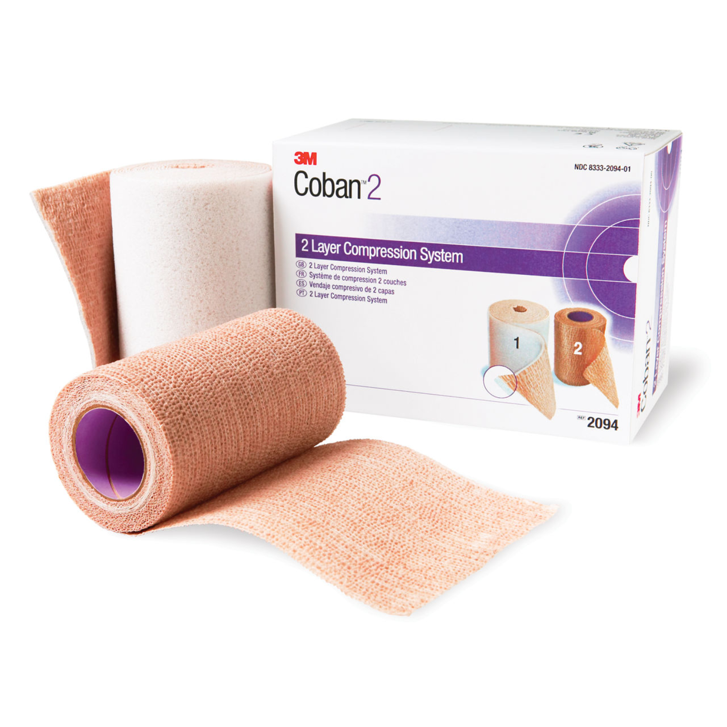Coban système de compression 2 couches - 10 cm x 3,5 m - 8 sets
