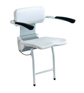 Siège de douche avec assise ergonomique et avec fixation murale EASA avec accoudoir-- EB10