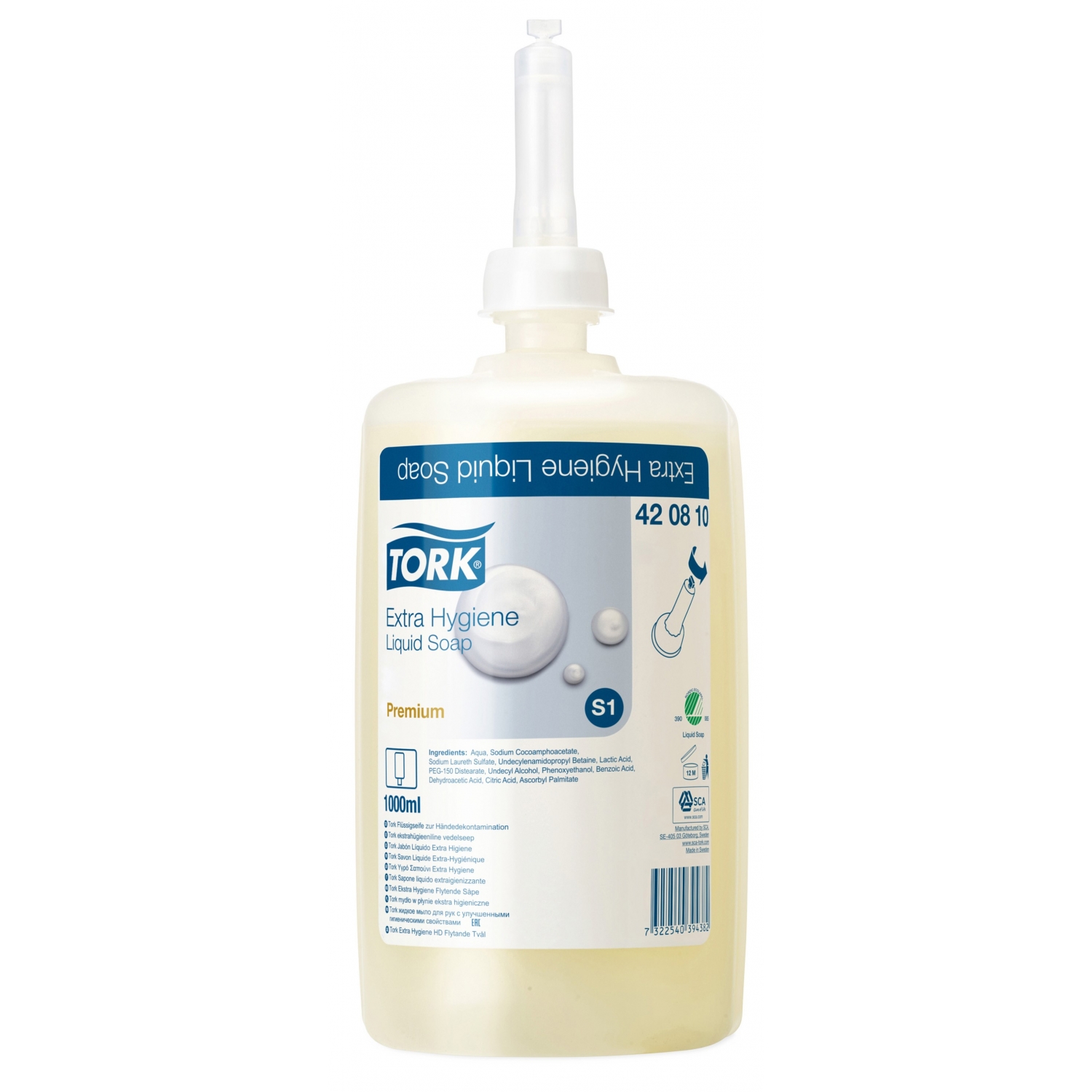 Tork nettoyage avon liquide pour les mains recharge S1- sans parfum - 1 l