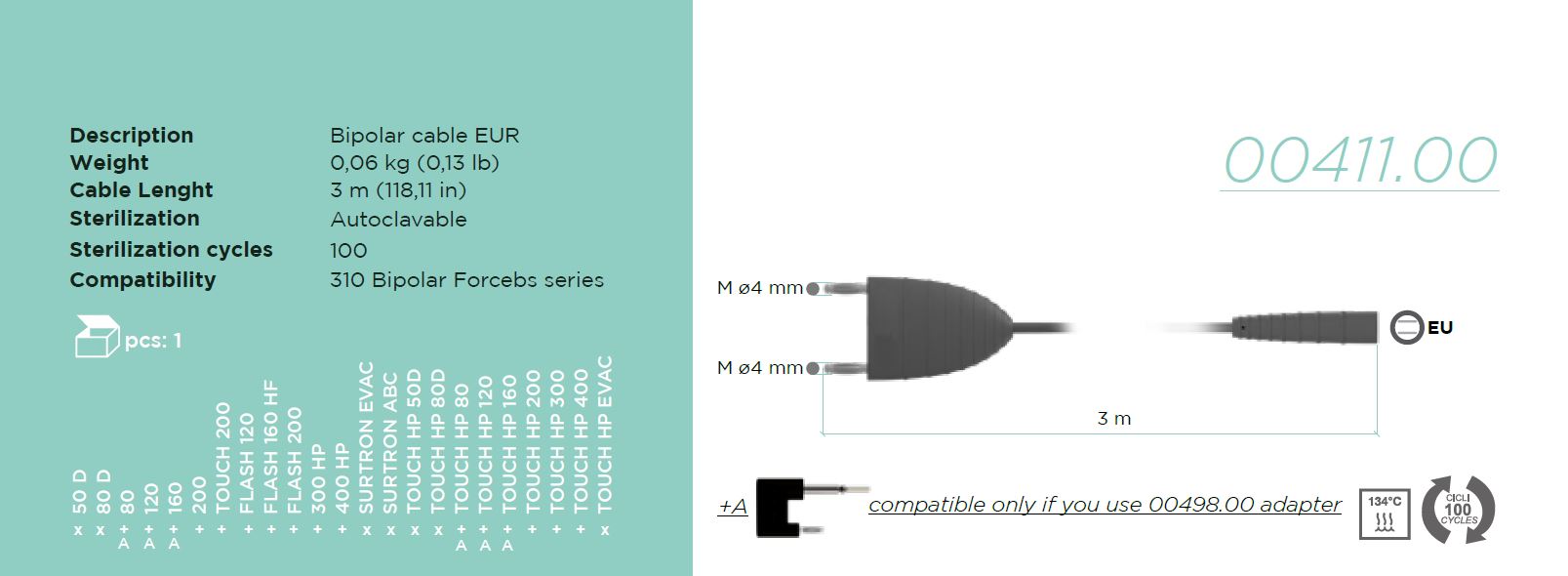 Adapteur bipolaire + câble EU