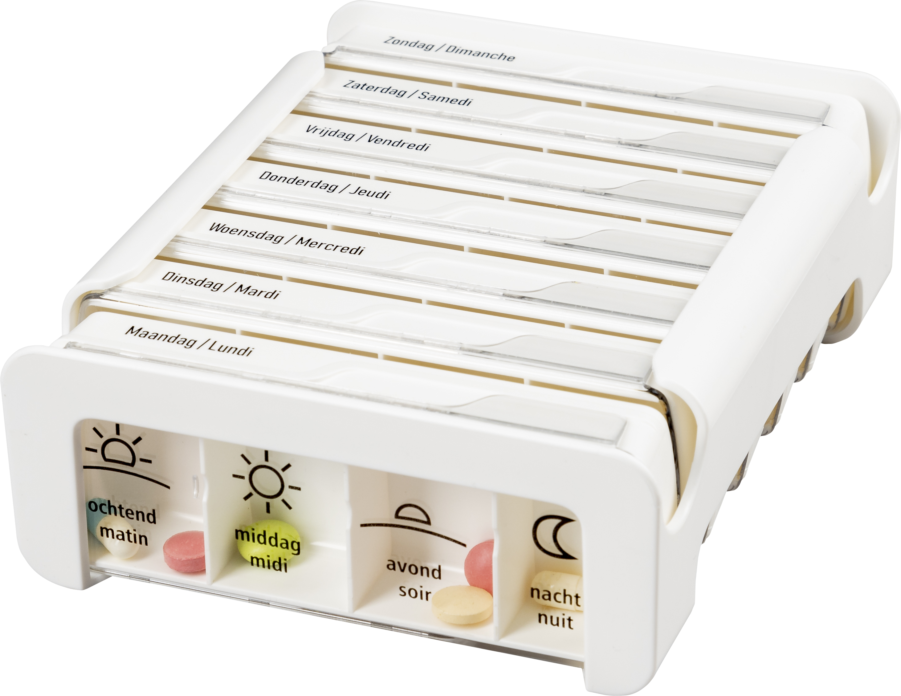 Boîte à médicaments ANABOX - Compact pour 7 jours, 4 compartiments par jour