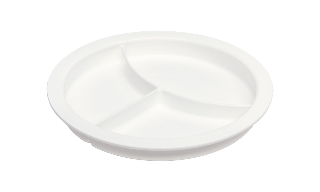Assiette avec 3 compartiments et ventouse - blanc